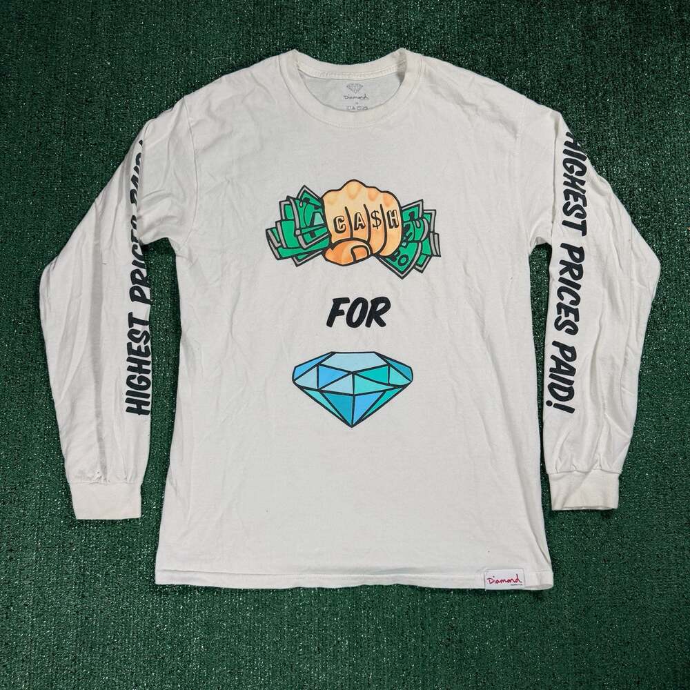 Y2K Diamond Supply Co. Highest Prices Paid Long Sleeve T-Shirt White Medium